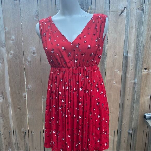 Madewell Magnolia XS Tie-back Floral Summer Dress Red - Picture 8 of 15
